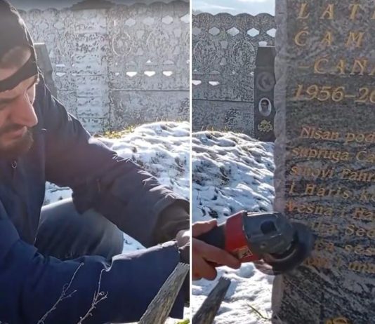 Video / Fahrudin brusilicom skinuo ime bivše žene sa nišana babinog mezara