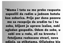 “Mama i tata su me preko raspusta zaposlili da radim u jednom hotelu…”