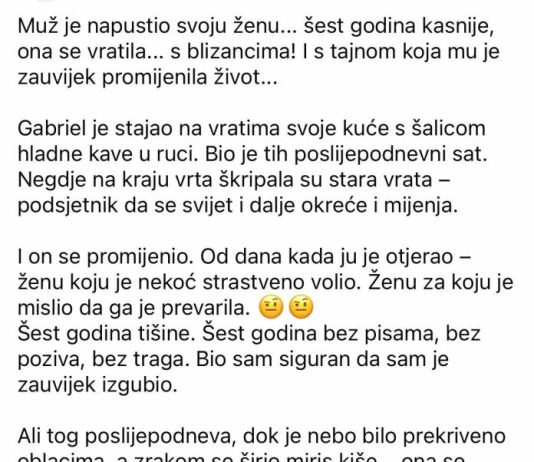 Čovjek je odbacio svoju ženu – ali šest godina kasnije, ona se vratila… i dovela blizance.