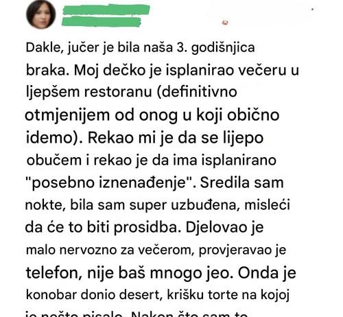 Očekivala sam prsten, ali…