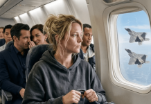 Smejali su se ženi u 22C — dok se dva lovca nisu poravnala sa njenim prozorom, a pilot izgovorio njeno ime tako da je ceo avion zaboravio kako se diše
